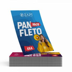 Panfletos Couchê Brilho 90g 10x20cm 4x4 (Colorido 2 lados) Sem verniz Corte Reto 