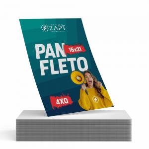 Panfletos Couchê Brilho 90g 15x21cm 4x0 (Colorido 1 lado) Sem verniz Corte Reto 